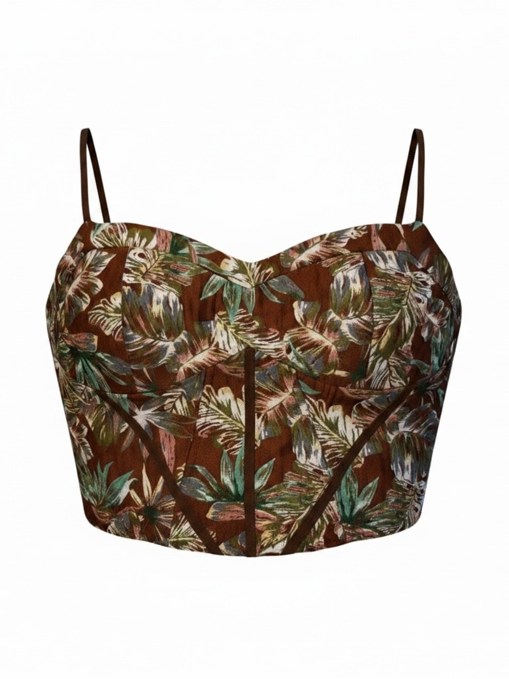 Cider Tropical Jacquard Corset Crop Top